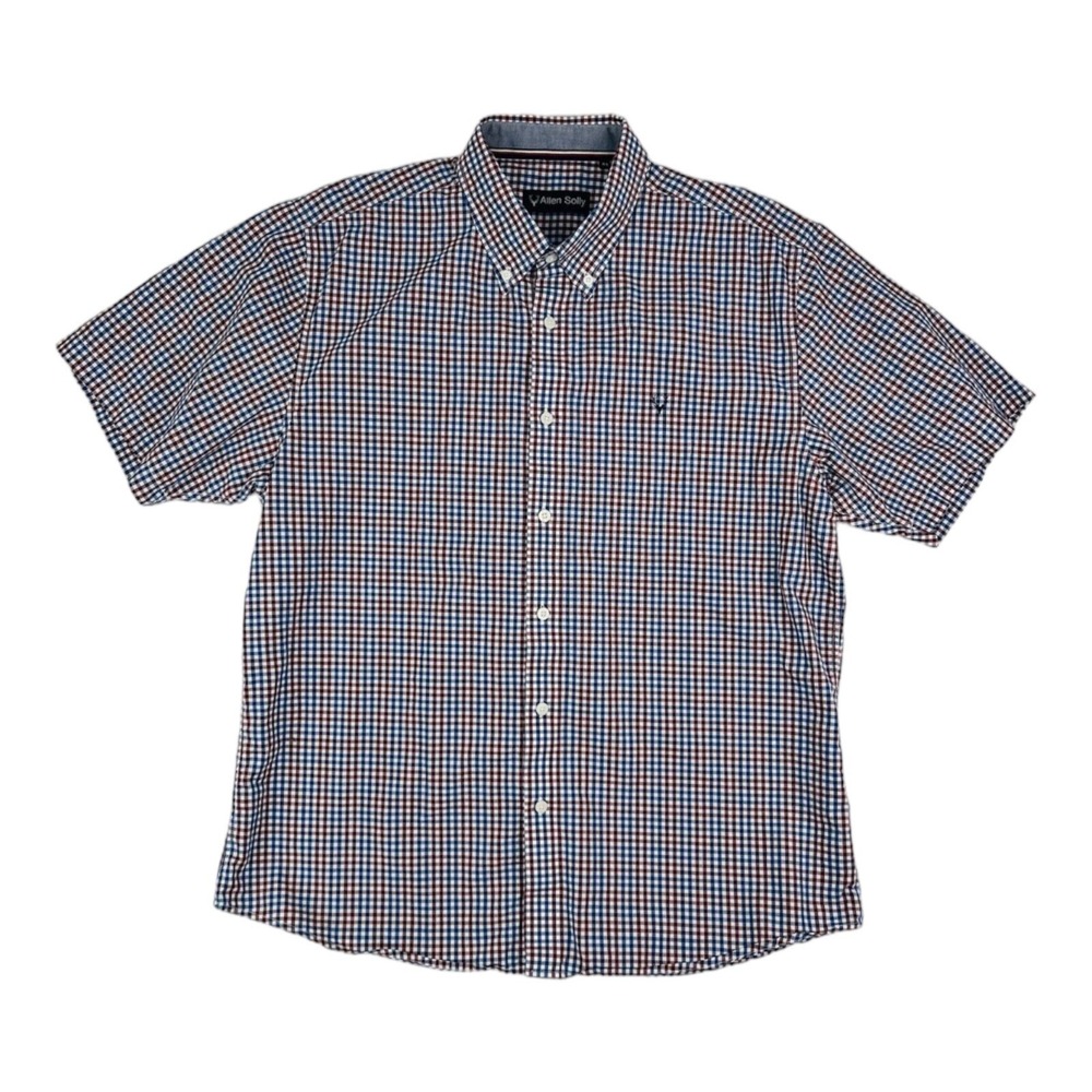 Allen Solly Red White & Blue‎ Plaid S/S Giza Cotton Button Down Mens 44